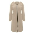 thumbnail image 6 of DPTALR Women's Classic Soft Fabric Longline Hooded Cardigan with Side Pockets and Open Front,Khaki,Size XL, 6 of 6