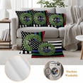thumbnail image 6 of Independence Day Pillow Covers 2 Pack US Flag Day Patriotic Weclome Wreath Red Black Stripes Pillowcase Waterproof Outdoor Throw Pillow Cover for Patio Garden Square Cushion 20”x20”, 6 of 9