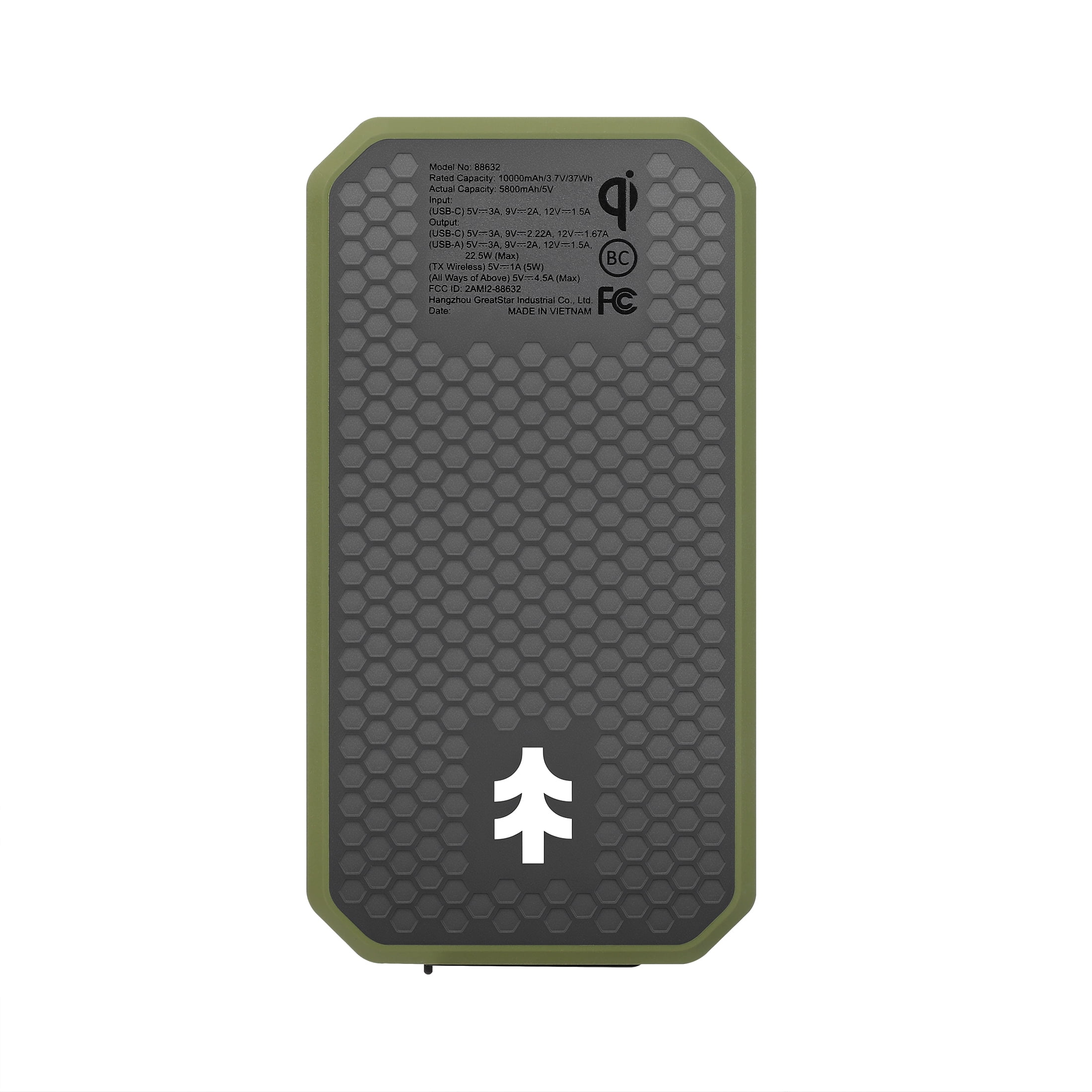Swiss Tech 10,000 mAh Portable Wireless Power Bank, IPX4 Weatherproof & Drop Resistant, USB-C and USB-A