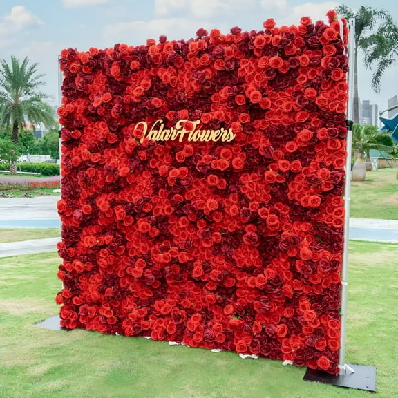 LAMIRO Handmade Roll-Up Fabric Flower Wall, Artificial Flower Wall Backdrop Panels 1.15ftx1.15ft Rose Wedding Backdrop 3D Flower Wall Backdrop for Party Baby Shower Bridal Wedding Background Decor