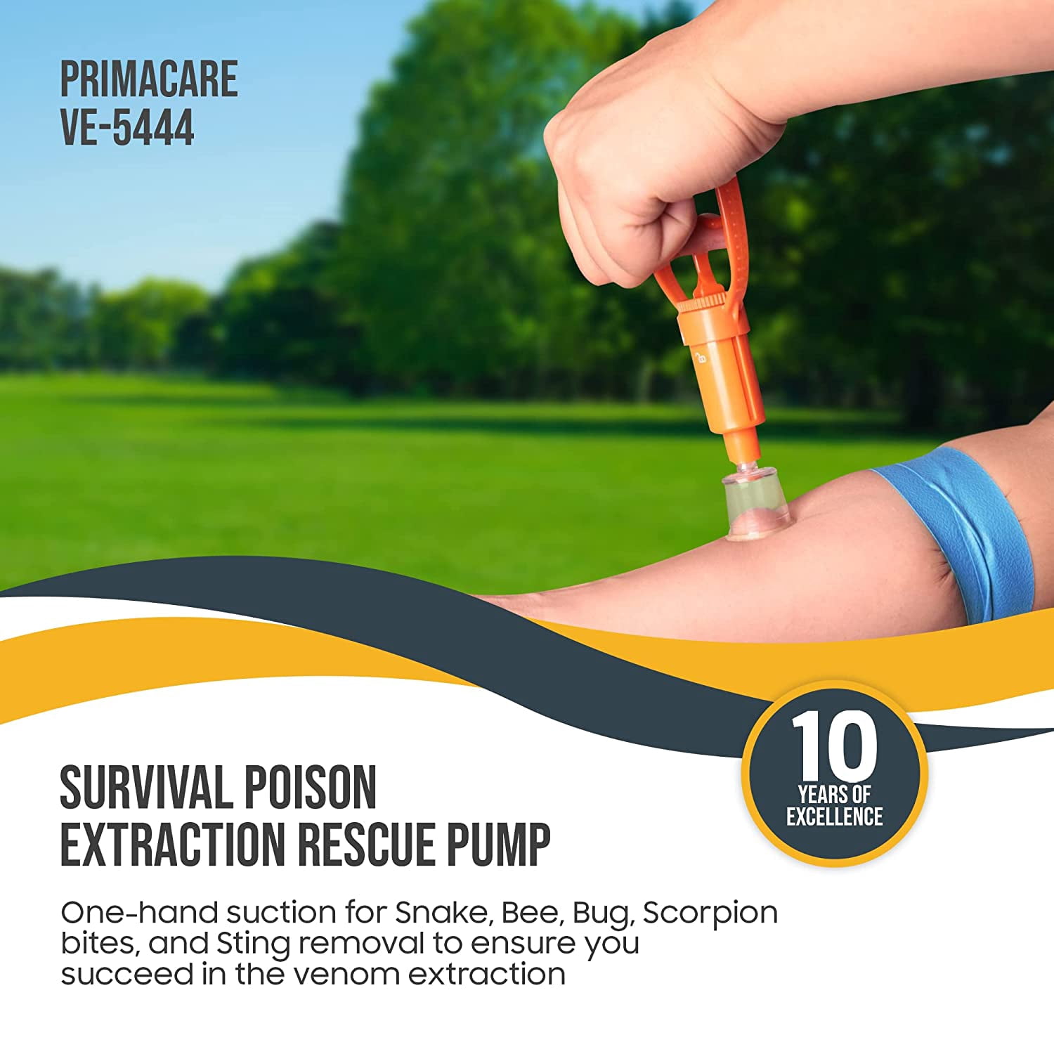 PrimaCare Venom Survival Poison Extractor Pump, One-Hand Use First Aid Kit, Pack of 3 Kits
