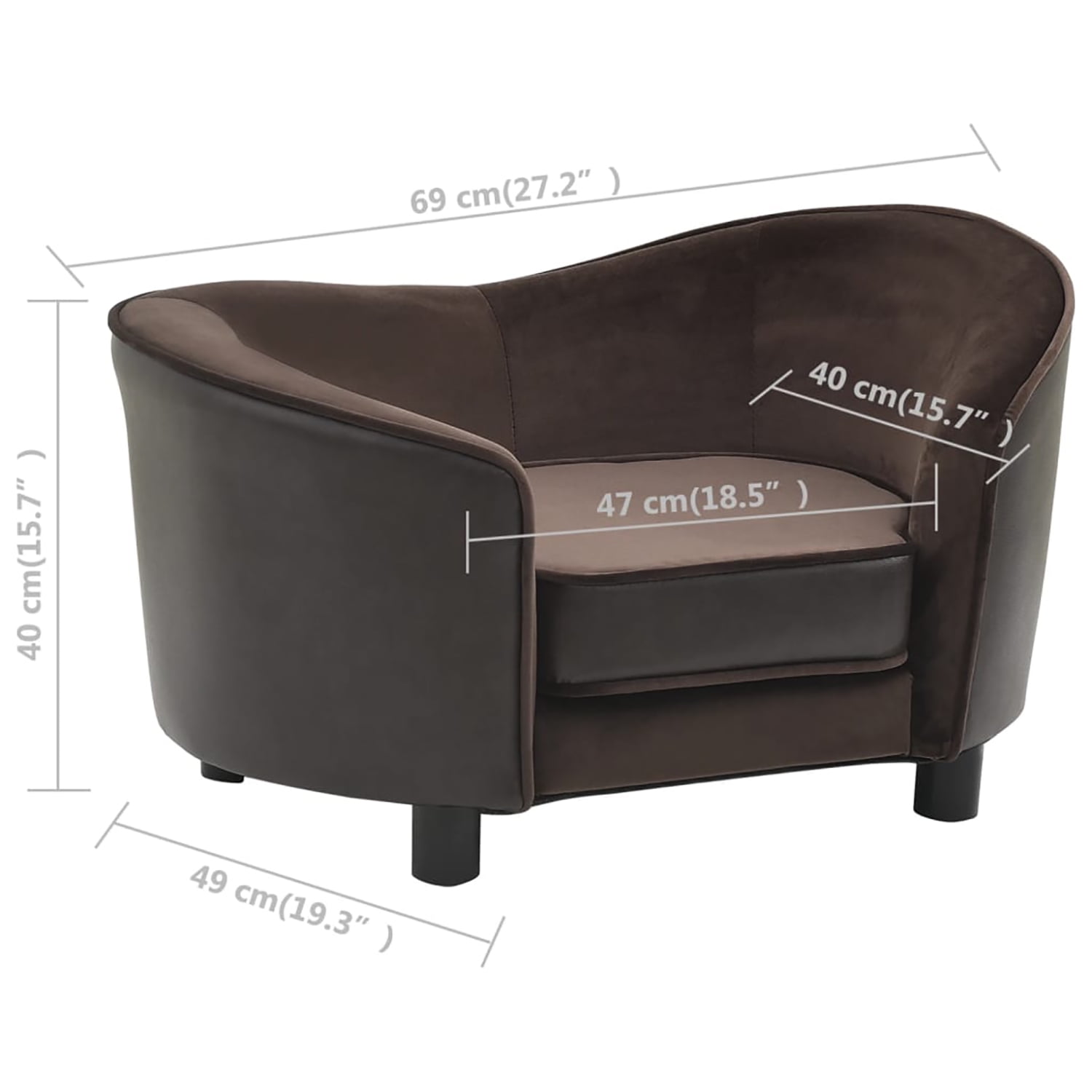 Pefilos 27.2" Dog Sofa for Small Pets, Stylish Pet Furniture Sofa/Cat Couch Plush and Faux Leather, Brown Pefilos 27.2" Dog Sofa for Small Pets, Stylish Pet Furniture Sofa/Cat Couch Plush and Faux Leather, Brown