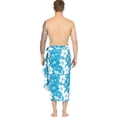 thumbnail image 2 of HAPPY BAY Men's Pareo Swim Trunk Surfing Sarong Long Beach Wrap One Size Teal Blue-R819 Summer Vacation Party, 2 of 6