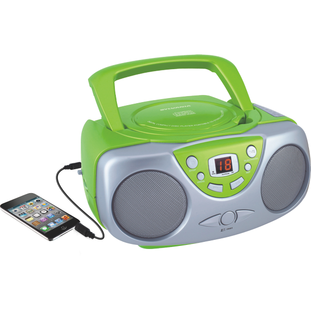 Sylvania SRCD243M Portable CD Boom Box with AM/FM Radio Green
