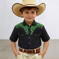 thumbnail image 2 of Boys Graphic Tees Size 10-12 , Shirts for Boys , 3t Girl Shirts,Boys Western Cowboy Print Short Sleeve Button Down Casual Shirt For Children And Youth, 2 of 4