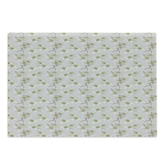 Floral Cutting Board, Repetitive Mosaic Tile Pattern of Freesia Flowers Romantic Theme, Decorative Tempered Glass Cutting and Serving Board, Large Size, Pale Ceil Blue White, by Ambesonne