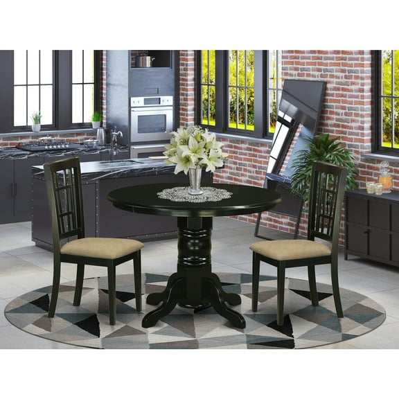 Classic Round Dinette Set - 4 Person Table & Chair Set - Kitchen Dining Room Table