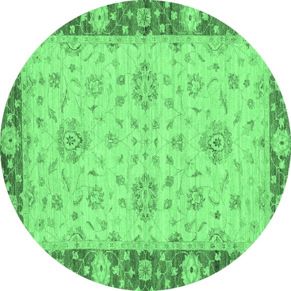 Ahgly Company Indoor Round Oriental Emerald Green Traditional Area Rugs, 3' Round