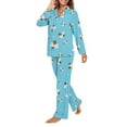 thumbnail image 5 of DISNIMO Bee Printed Womens 2 Piece Pajama Sets Long Sleeve Top Wide Leg Pants Button Up Lounge Wear Sets Oversized Comfywear Loose Fit Nightwear with Pockets, 3XL, 5 of 7
