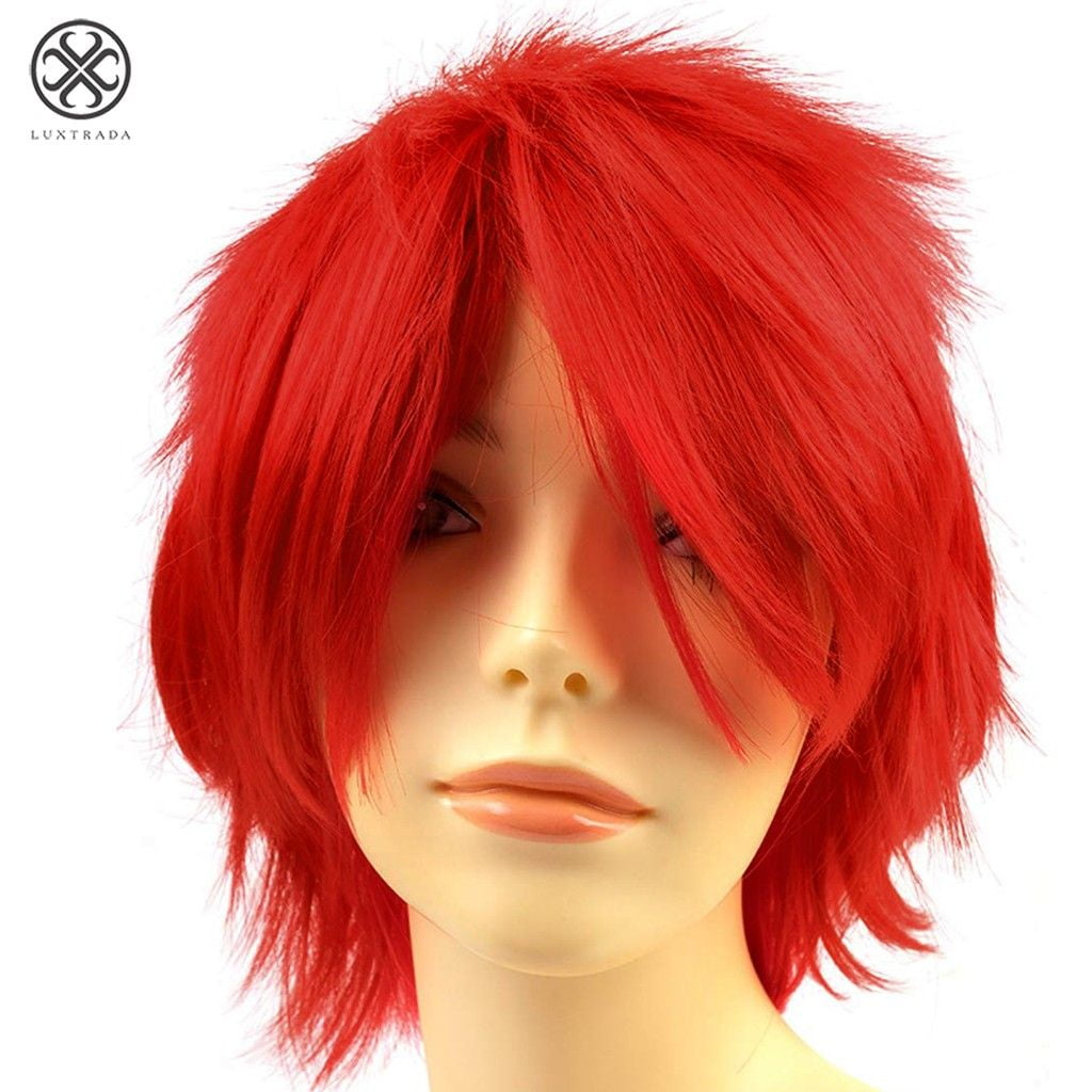 Luxtrada 11.8 inches Cosplay Wig Short Straight Men Cartoon Anime Party Hair Wig Costume Wigs "Red" - Walmart.com