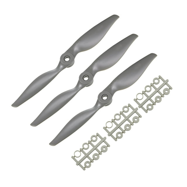 Hélices RC CW 8x4 Pulgadas 2-Palas para Avión Nylon Gris 3Pcs con Anillos Adaptadores