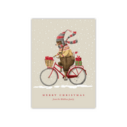 Personalized Holiday Card – Biking Bear – 5x7 Flat Card
