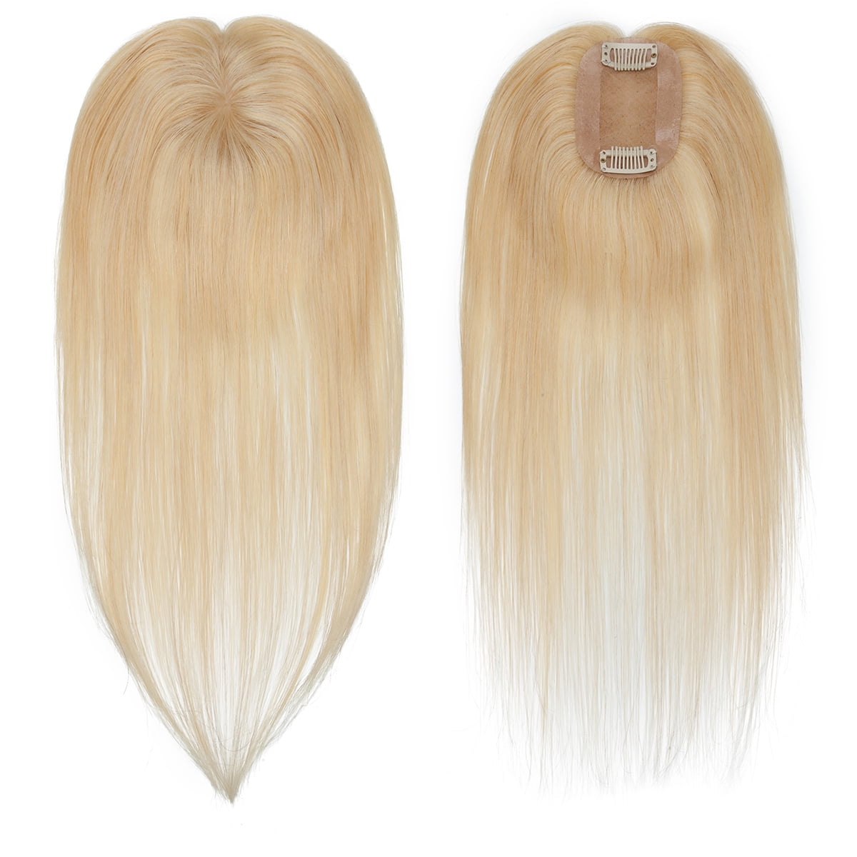 SEGO Clip in Hair Extensions Human Hair Toppers 100% Real Human Hair Silk Base Topper for Thinning Hair Natural Black Hair Pieces