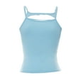 thumbnail image 6 of Chollius Women's Crop Tops Ribbed Sleeveless Spaghetti Strap Hollow Out Solid Color Camisole Slim Fit Backless Summer Clothes, 6 of 9