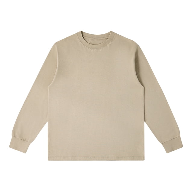 Jalioing T-Shirt à Col Rond pour Homme en Coton à Manches Longues, Couleur Unie, T-Shirt Basique, Chandail Classique Décontracté