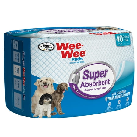 - Four Paws Wee-Wee Super Absorbent Dog Training Pads, 40 Count