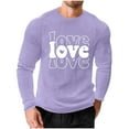 thumbnail image 6 of UVEASISHA Long Sleeve Waffle Shirt Men Big and Tall Casual Valentines Day Graphic Tees Cute Love Letter Print T-Shirts Stretch Workout Pullover Tee Tops Purple 5XL, 6 of 9