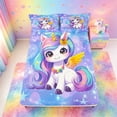 thumbnail image 5 of meiyoeat Kawaii Rainbow Unicorn Bed Sheets For Girls,Colorful Cute Stars Print Full Size Sheets For Kids,4-Piece, 5 of 6