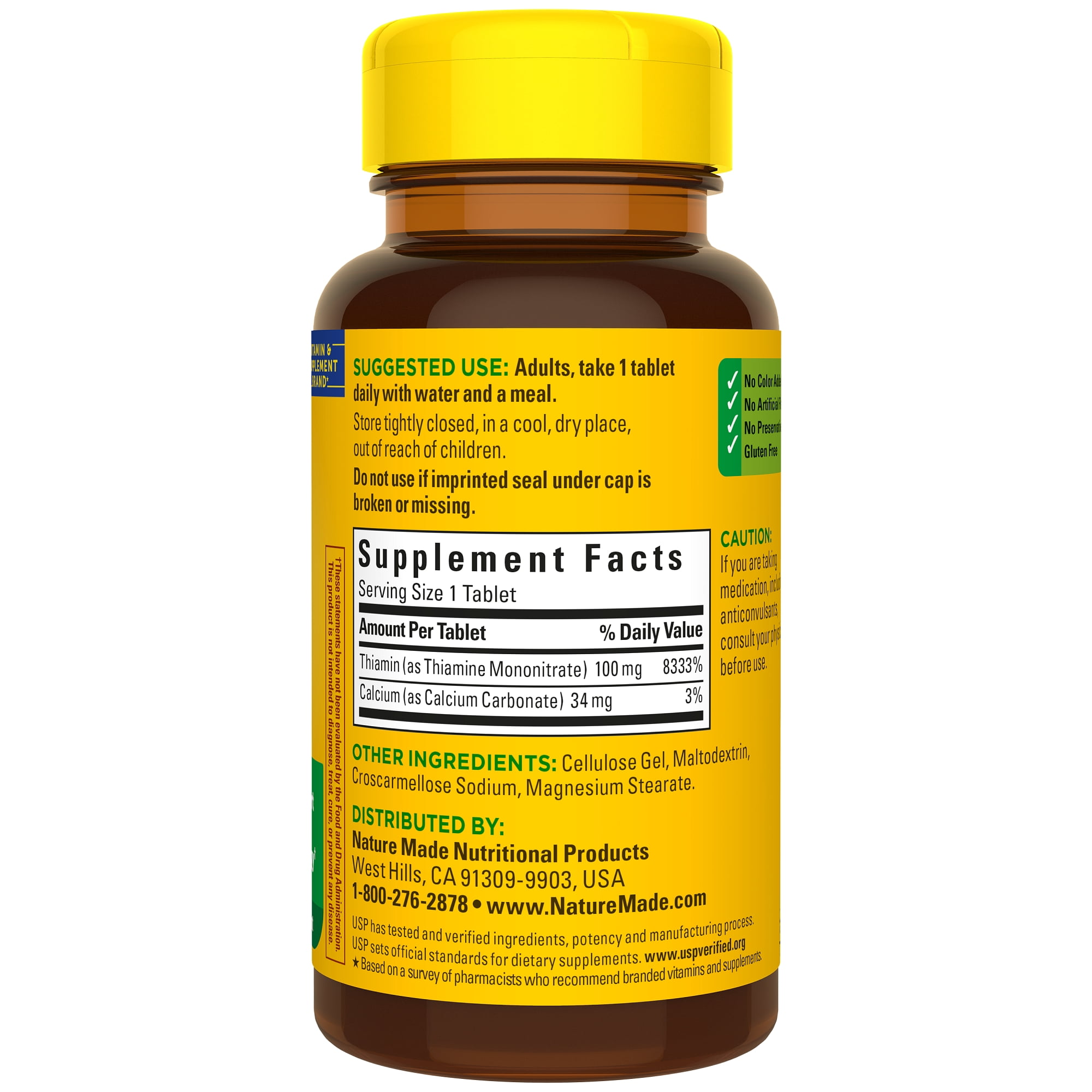 (3 pack) Nature Made Vitamin B1 100 mg Tablets, Dietary Supplement for Energy Metabolism Support, 100 Ct