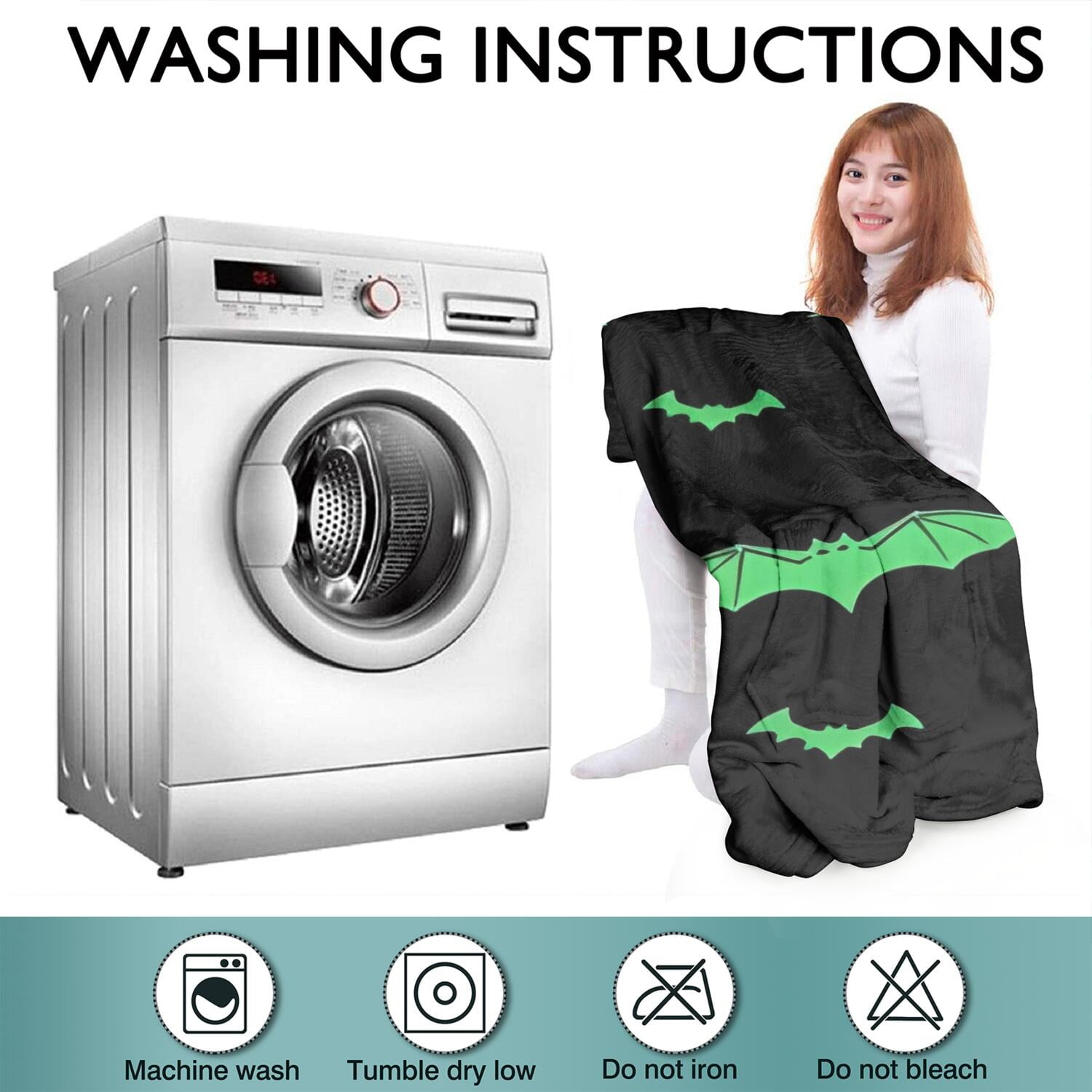 Wearable Oversized Blanket,Black Halloween Bats with Green Wearable Blanket Hoodie for Adults,Cozy Hooded Blankets with Super Pockets,Super Warm Fuzzy Pullover for Women & Men