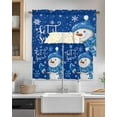 thumbnail image 2 of Blue Christmas, Kitchen Curtains Swag Valance and Tier Curtains Set 36 Inch Length, Winter Snowflake Snowman Rod Pocket Drape Panels Pair Swag Curtains for Bathroom/Cafe/Window, 2 of 6