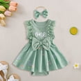thumbnail image 2 of JUMEYU Baby Girl Dresses Newborn Baby Girl Summer Outfit Romper Jumpsuit Infant Clothes 0 3 6 9 12 18 24 Months (Green,12-18 Months), 2 of 4