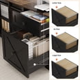 thumbnail image 4 of ANPOO 63" Farmhouse L Shaped Electric Standing Desk, Height Adjustable Corner Desk with Power Outlets, Storage Drawers and Adjustable Shelves, Standing Elegant Computer Desks for Home Office, Black, 4 of 9