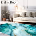 thumbnail image 2 of ODIKA 8'x10' Machine Washable Non-Slip Area Rug, Luxury Watercolor Marble with Oceanic Stone High Traffic Rug with Pad, Blue, 57402, 2 of 8