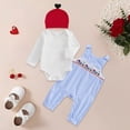 thumbnail image 2 of UngA Toddler Baby Boy Valentines Outfit Newborn Solid Long Sleeve Romper+Heart Overall Pants+Hat Infant Boys Fall Winter Spring Outfit (Blue,6-12 Months), 2 of 7