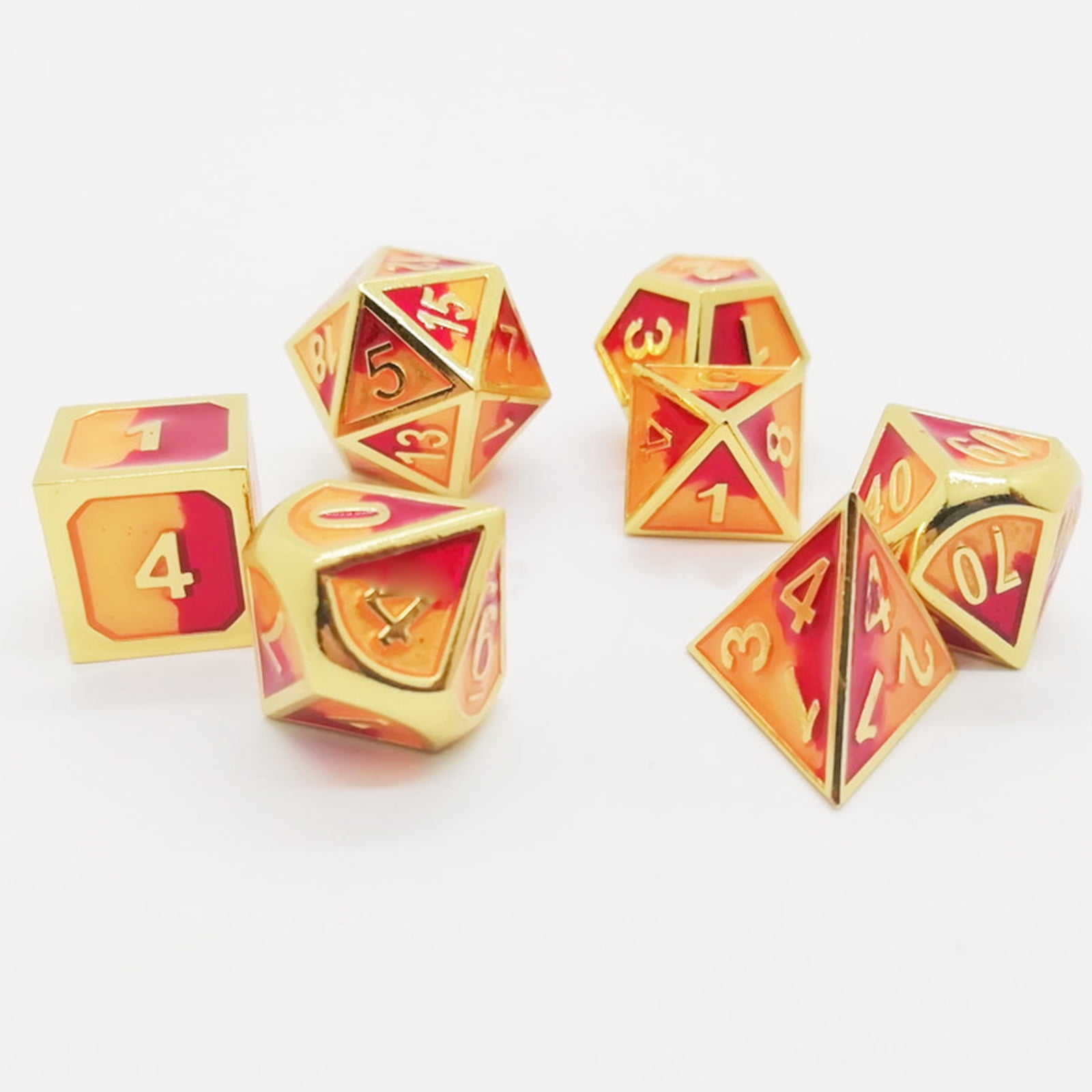 ZPAQI 7Pcs/pack Metal D4 D6 D8 D10 D12 D20 Game Props Educational Toys Digital Dices