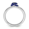thumbnail image 2 of 925 Sterling Silver Stackable Expressions Blue Enameled Awareness Ribbon Ring Size: 7; for Adults and Teens; for Women and Men, 2 of 5