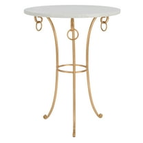 SAFAVIEH Tamara 25.5 in. H Ringed Round Top Gold Accent Table, White/Gold