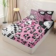 thumbnail image 3 of Homewish Pink Leopard Print Checker Zipper Twin Comforter Sets with Fitted Sheet and 2 Pillowcases, Skull Billiards Zipper Bedding Set for Women, Pink Reversible, 4 Pieces, 3 of 6