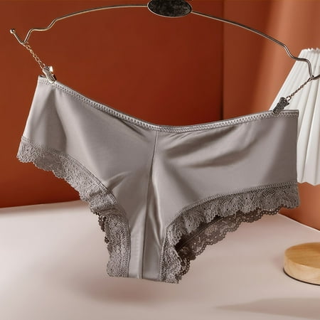Riforla Womens Briefs Underwear Women Sexy Mesh Panties Briefs Hollow Out Lingerie Breathable Comfort Underpants Transparent Plus Size Underwear Panties for Women Grey L