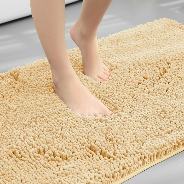 Durable Chenille Water Absorbent Door Mat, 32 x 20 Inch Machine Washable  Drying Entryway Rug Soft Doormat for Garage, Mudroom, Patio, Grey and Shoes  