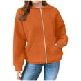 thumbnail image 2 of GaThRRgYP Workout Tops for Women,Plus Size Tops for Women Dressy,Solid Color Children Hooded Top Girls Long Sleeved Sweatshirt Round Neck Zipper Top Orange 110, 2 of 6