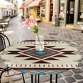 thumbnail image 3 of Boho Tribal Geometric Elastic Fitted Round Table Cover Aztec Southwestern Waterproof Outdoor Tablecloth for Holiday Party, Picnic, Patio & Dining Fits Tables Up to 55"-60", 3 of 8