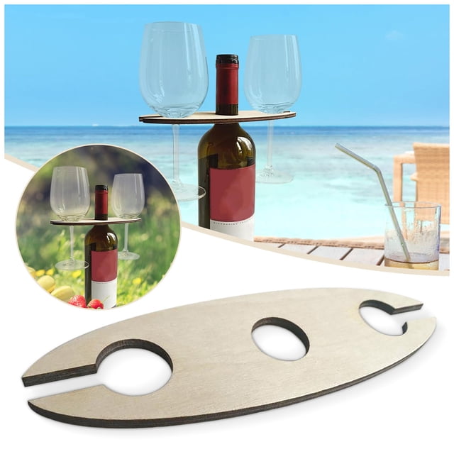 Wooden Wine Bottle And Glass Holder, Wood Wine Rack, Outdoor Holiday Wine Holder