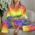 thumbnail image 6 of Picia Colorful Tie Dye Pattern Women’s Long-Sleeve Sleepwear Set - Soft 2-Piece Loungewear with Pockets, Comfy PJs for Relaxing Nights-Small, 6 of 7