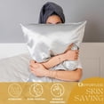 thumbnail image 3 of PROMEED 100% Mulberry Silk Pillowcase for Hair and Skin with Zipper, 23 Momme, Both Sides Pure Silk Pillow Case, Grade 6A+ Real Silk Case (Standard 20"x26", Light Grey), 3 of 7