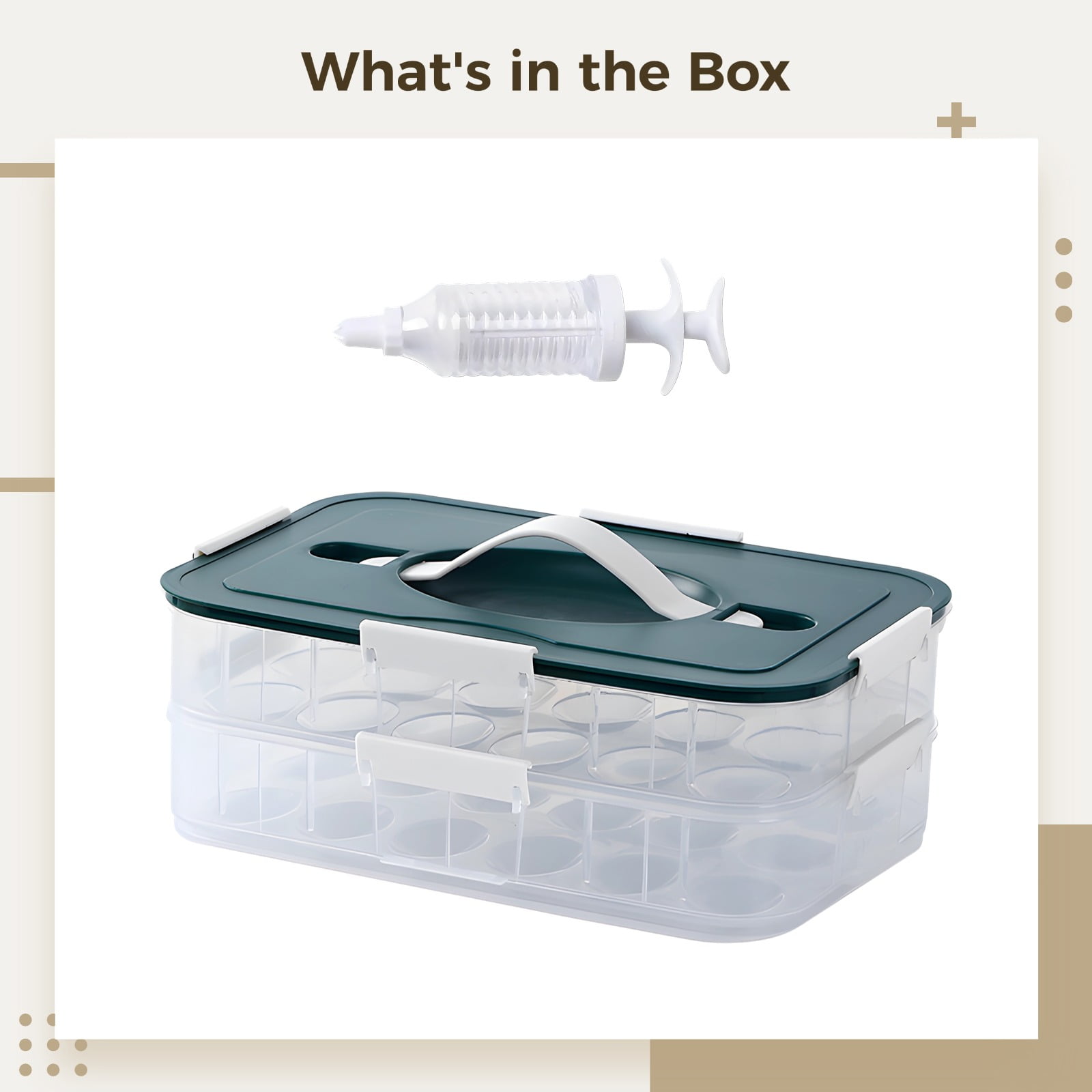 Deviled Egg Container with Injector Piping Tool, Deviled Egg Tray with Lid for 36 Eggs, Transparent Design, Portable Handle
