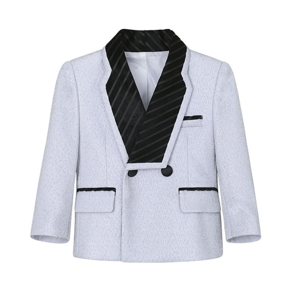 SELONE Black Suit Jacket for Boy Party Performance Coat Sequins Lapel Collar Back to School Uniform Preppy Dresswear