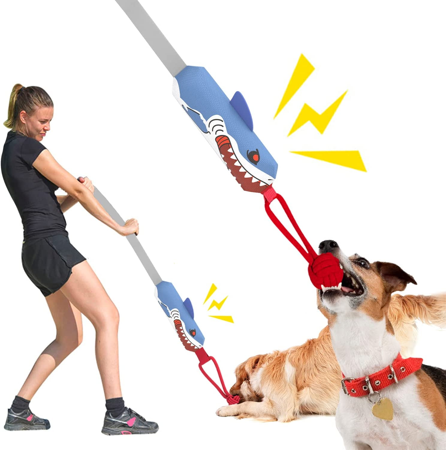 DOUBFIVSY Squeaky Dog Tug Toys, Dog Chew Toys Dog Rope Toys with Strong  Handle for Tug of War Puppy Training Play Durable Interactive Dog Toys for