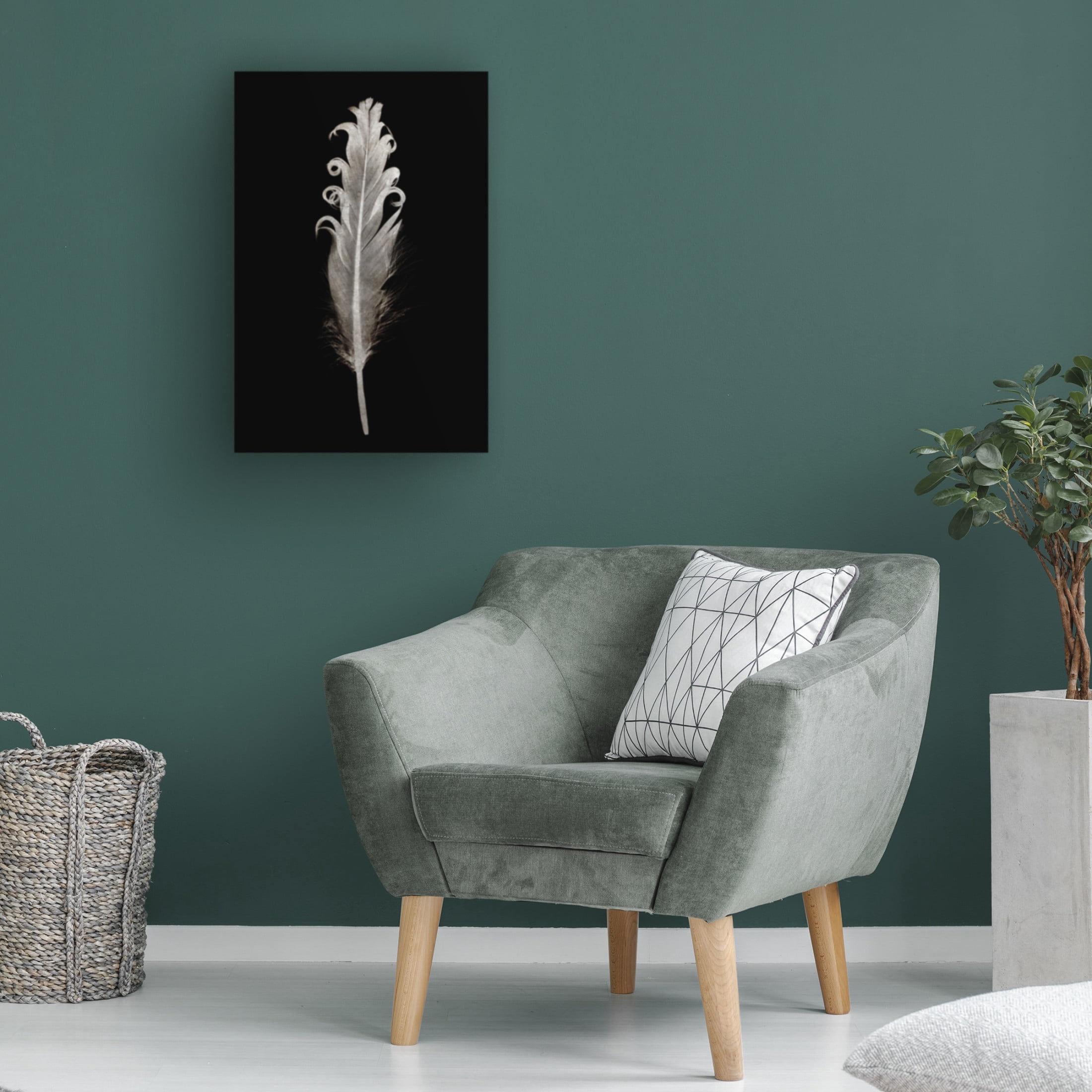 Canvas Wall Art - Tom Quartermaine 'Black and White Pretty Feather' Wall Art for Living Room, Bedroom, or Office Décor by Trademark Fine Art - 22 x 32 Inches