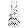 thumbnail image 5 of Women's Sleeveless V Neck Polka Dot Midi Dress, High Waist Flared A-Line Retro Swing Casual Dress with Side Pockets White XL(XL), 5 of 6