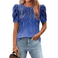thumbnail image 2 of Tnhcen T-Shirt d'Été Ample pour Femmes à Col Rond Imprimé avec Manches Bouffantes Correctrices / Chemise Décontractée Extensible / Design Léger et Respirant / P-2TG, 2 of 7