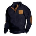 thumbnail image 2 of pstuiky camisas de manga larga para hombre, Suéter de hombre con botones, color liso, cuello alto, mangas largas y cuadrados pequeños Tops de hombre l, 2 of 6