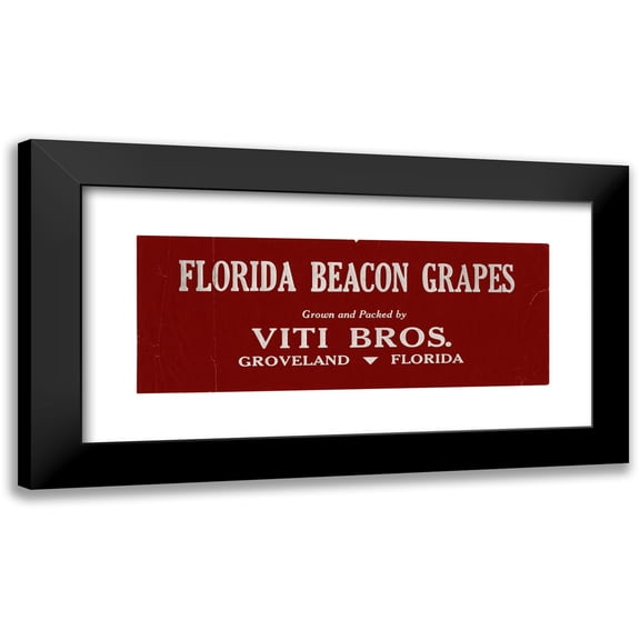 Anonymous 14x8 Black Modern Framed Museum Art Print Titled - Florida Beacon Grapes Label (1930-1950)