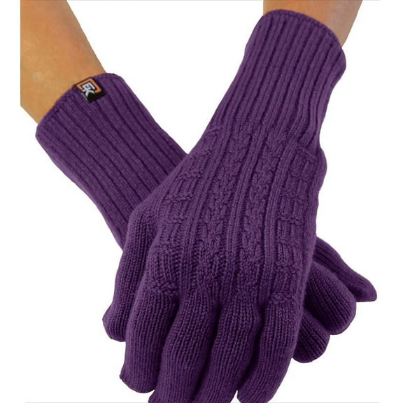 Cable Knit Gloves, Superfine Baby Alpaca, Small, Viola Melange