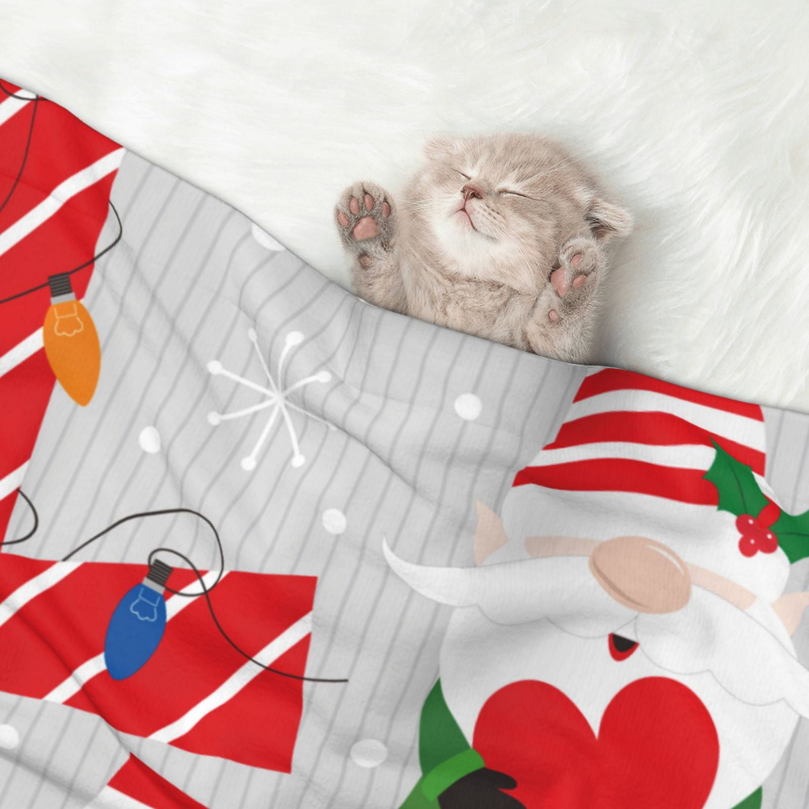 Naloa Christmas Gnome With Love Dog Blanket, 3 Sizes Cat Blanket for Indoor Cats Large Medium Small Dog Gifts-Small
